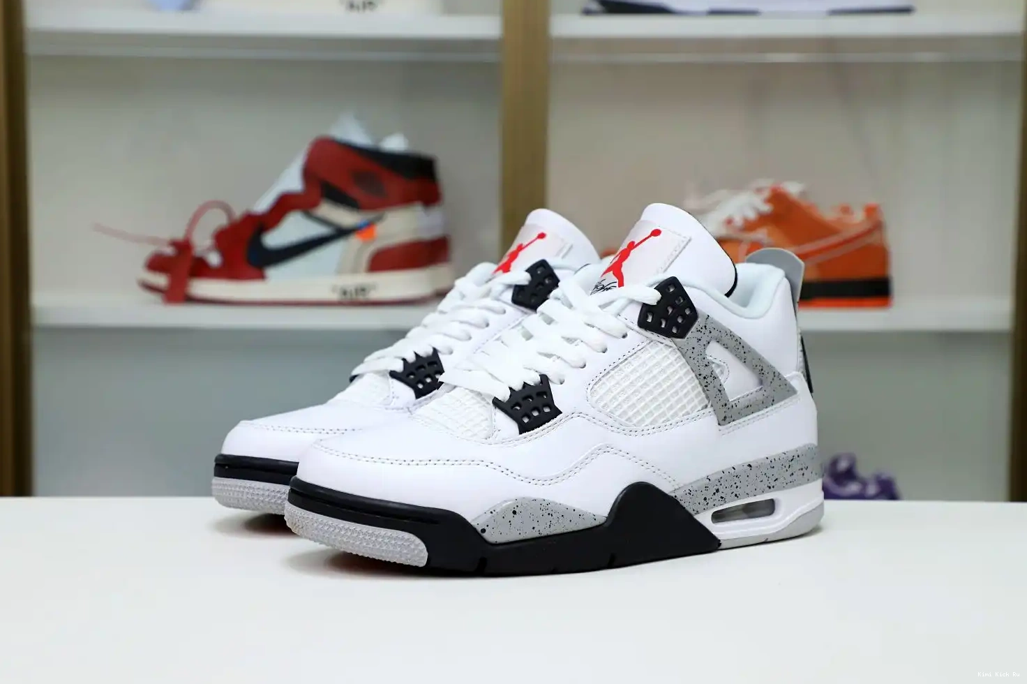 White Jordan Retro Air Kimikick 4 Cement 0706